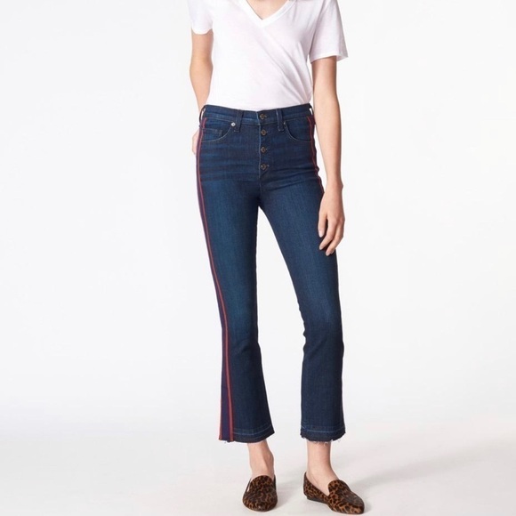 Veronica Beard Carolyn Tuxedo Stripe Baby Boot Crop Jeans US 26 - Picture 1 of 8